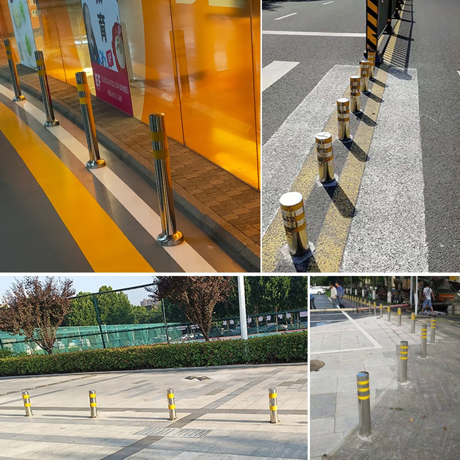Conos De Seguridad Vial, Barreras De Acceso para Vehículos, Postes Delimitadores De Estacionamiento, Juego De 2, Acero Inoxidable con Base Extraíble para Estacionamiento, Garaje Y Patio, Paq