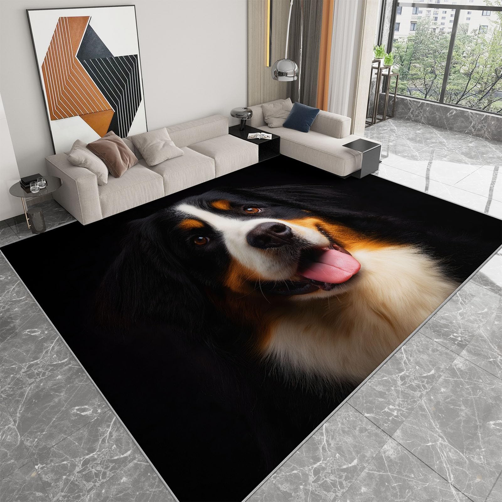 Tapis salon chien noir 180x240cm pour moderniser la décoration de votre chambre