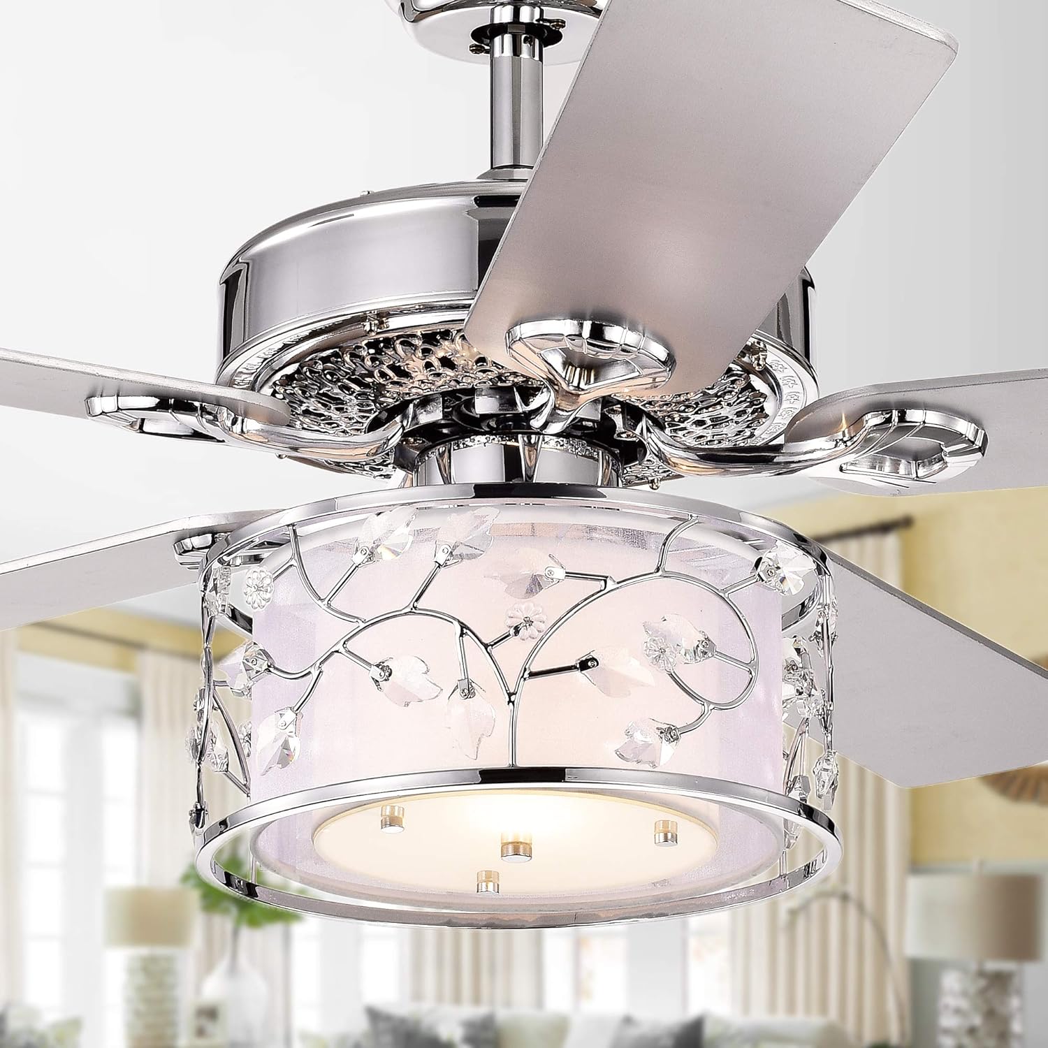 Swerl 52-inch 1-Light Lighted Ceiling Fan with Multi-Layered Shade (Includes Remote and Light Kit)