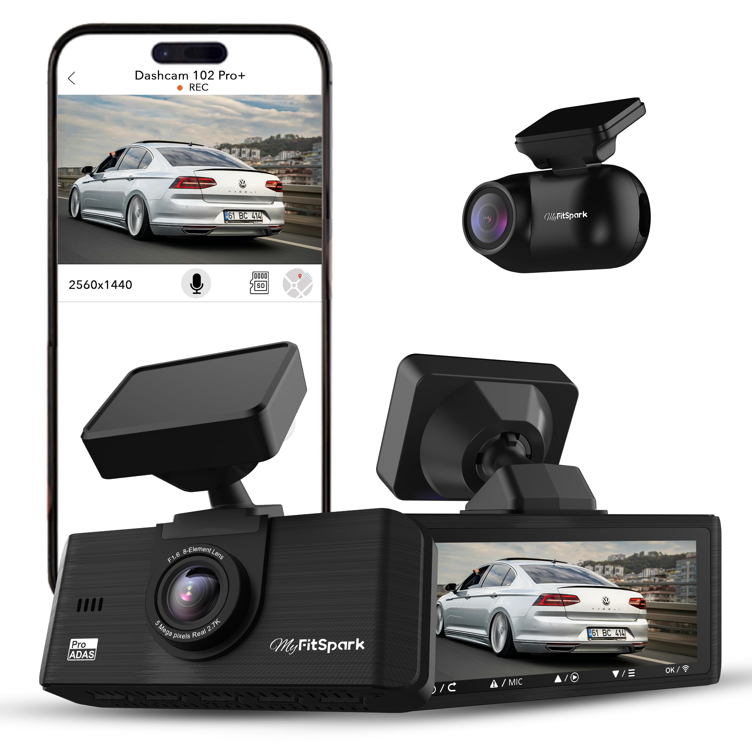 FitSpark DC-102 Real 2.7K Dual Channel HDR Dash Camera | No.1 Novatek AI Chipset | 5MP Sony Starvis IMX335 Sensor | Pro ADAS | 3.16" IPS TrueColors Display | Nocturnal Night Vision | GPS & WiFi-image-11