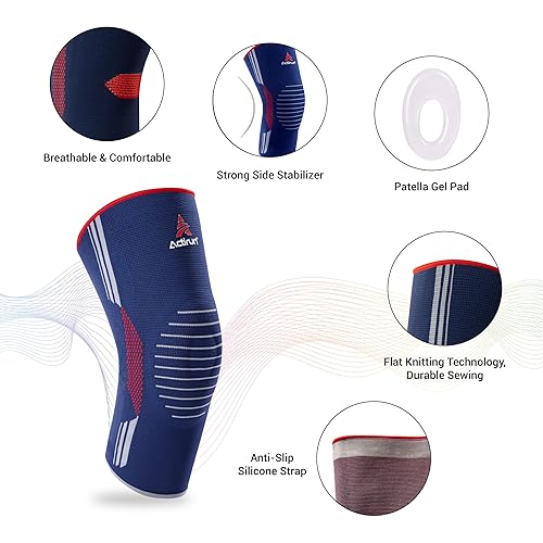 Miniatura 3 de Rodillera con almohadilla de gel para rótula y estabilizadores laterales, manga de compresión de rodilla para hombres y mujeres, alivio del dolor
