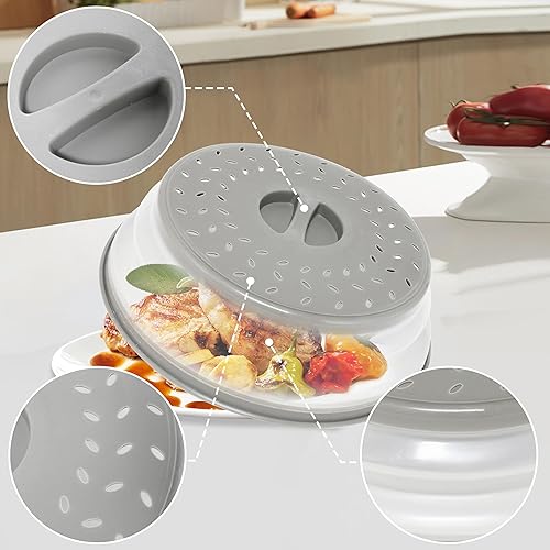 Miniatura 3 de Paquete de 3 fundas plegables para microondas, protector de salpicaduras, tapa de microondas ventilada para alimentos, sin BPA, TPR, apto para