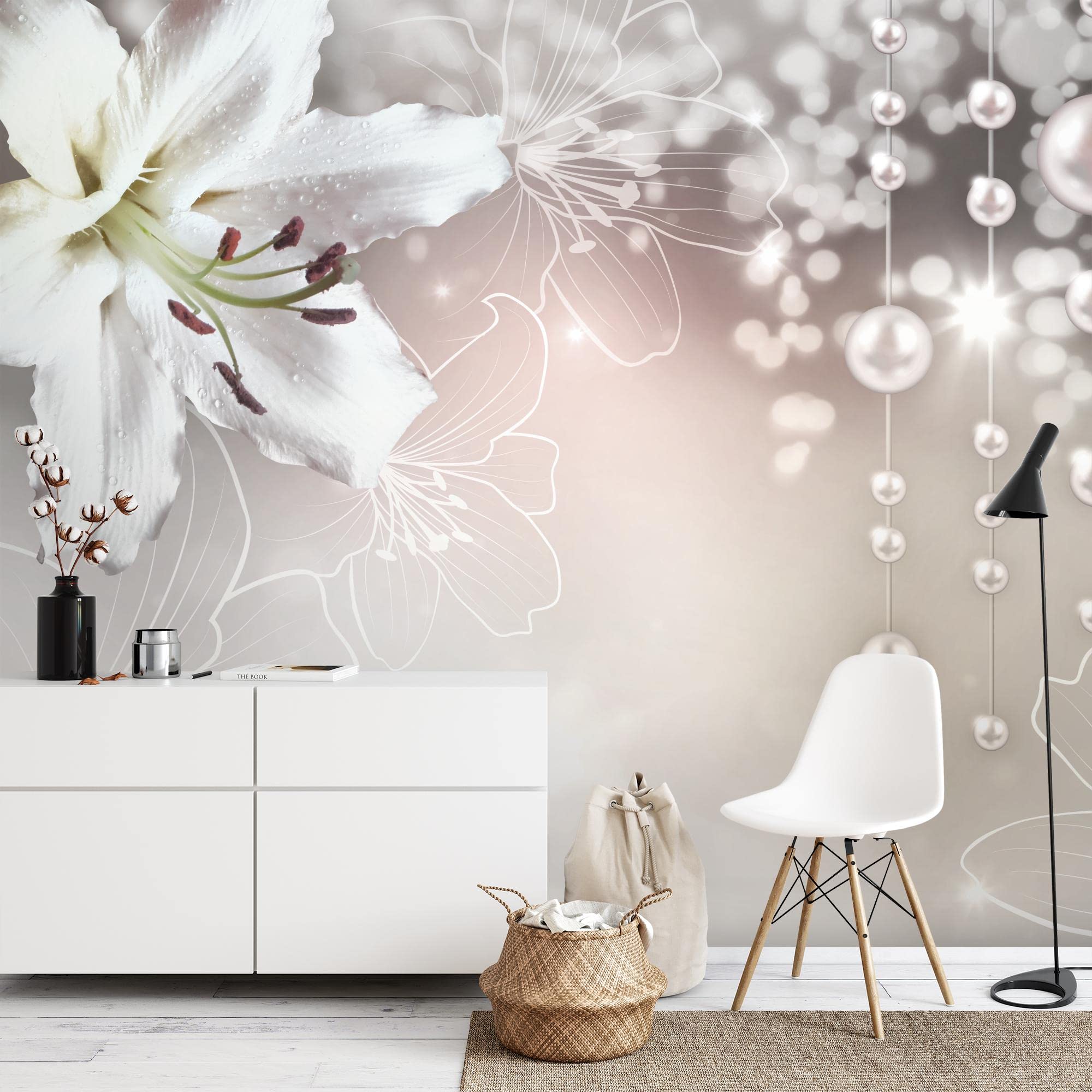 Fotobehang Bloemen Lilies 396 x 280 cm - Vliesbehang Woonkamer Slaapkamer Kantoor Hal Decoratie Muurschilderingen XXL Moderne Wanddecoratie - 100% MADE IN GERMANY - Runa Behang - 9355012c
