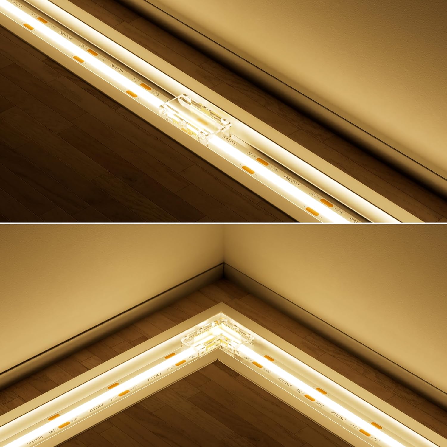 PAUTIX 8mm 2-Pin COB Connector 8pcs L-Shaped/Corner Connectors,Reusable Solderless Adapter Terminal Extension Connection,2pcs Gapless Strip to Strip Connectors for COB LED Strip Lights,SMD LED Strips - Image 8