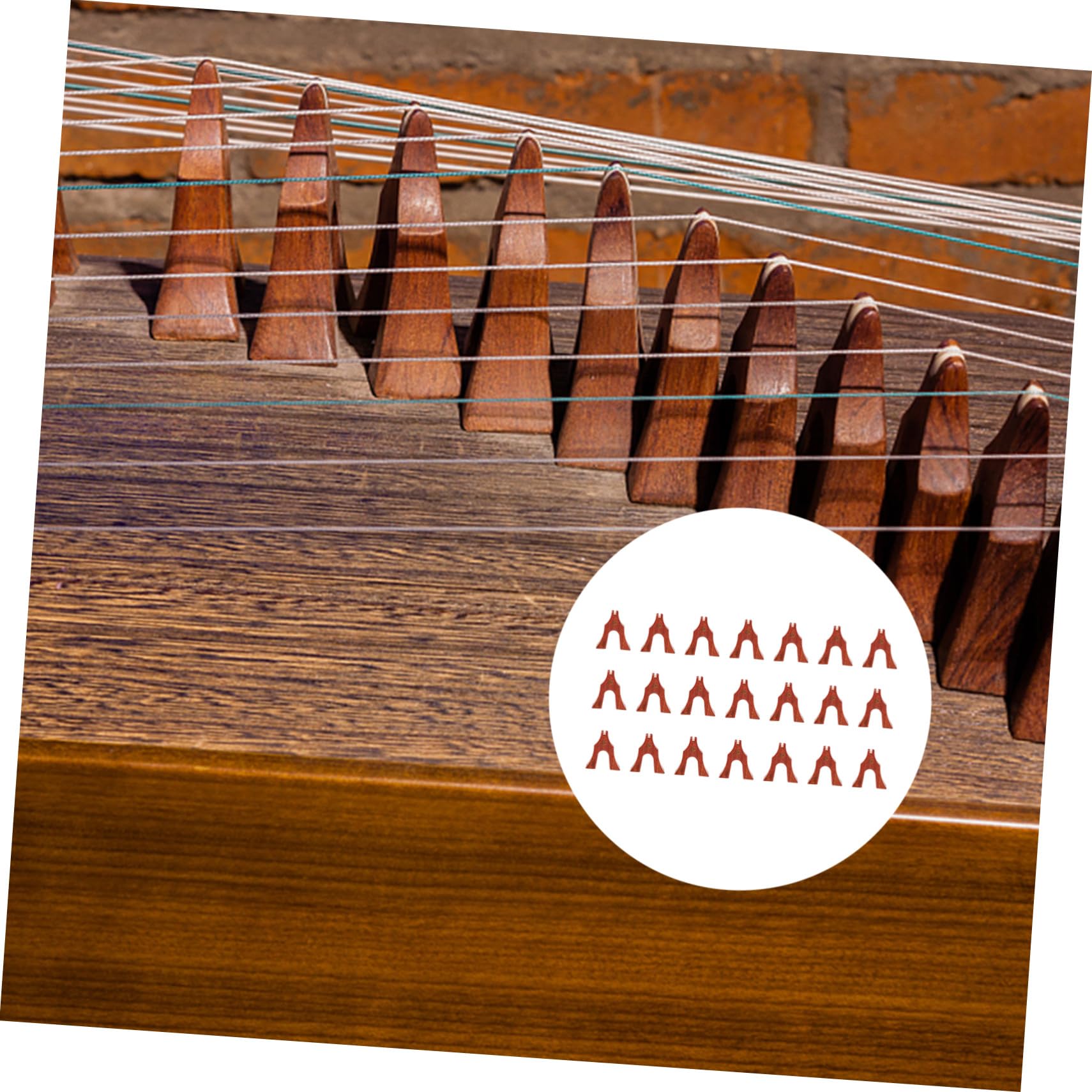Abaodam 21 Stück Robuste Guzheng Brücke aus Braunem Holz mit Exquisiter Handwerkskunst und Praktischem Montagezubehör für Guzheng Spieler und Aufführungen