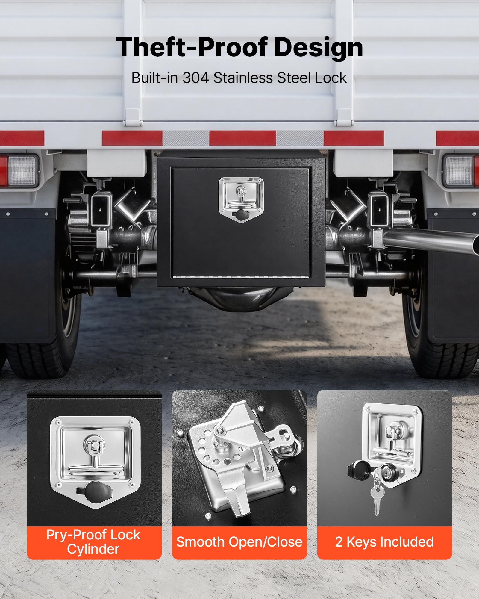 VEVOR Cassetta Porta Attrezzi Sottopianale per Camion Rimorchio Furgone, Cassapanca Portaoggetti Sotto il Pianale di Veicoli 457 x 305 x 356 mm in Acciaio Carico max 30 kg, Cassetta per Attrezzi