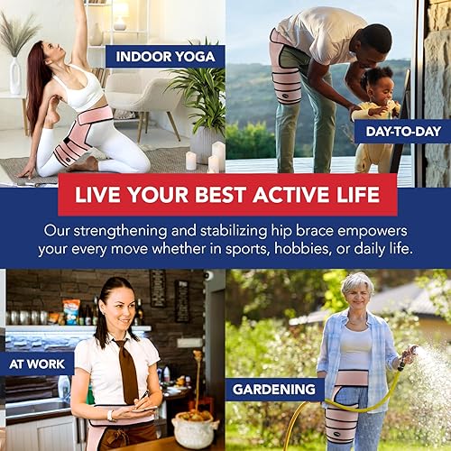 Miniatura 5 de Dr. Arthritis Faja de cadera para ciática con compresión ajustable del muslo, estabilizador de cadera para caminar, deportes y comodidad diaria,