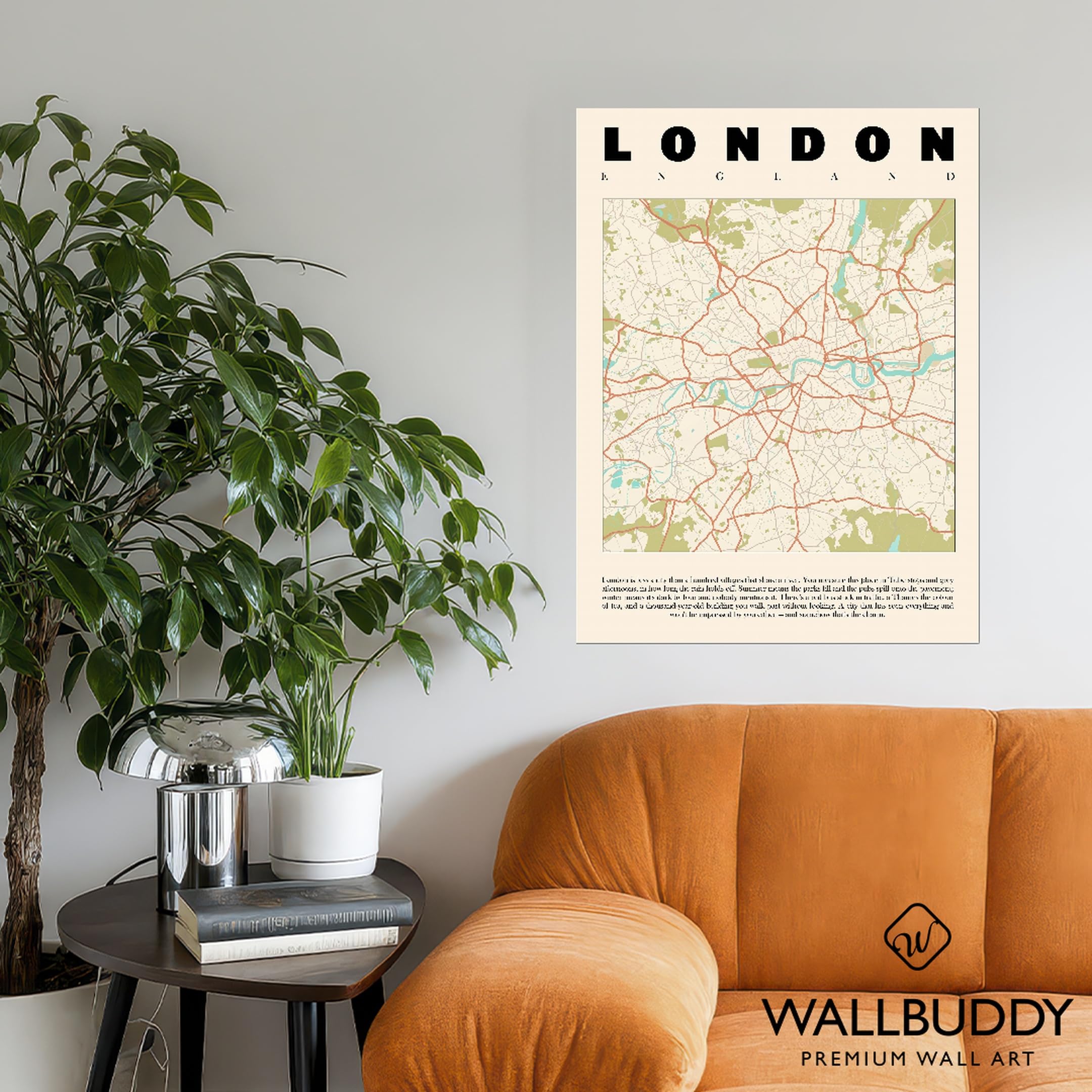Wallbuddy Stampa di Arte Murale della Mappa di (40 x 50 cm, Senza cornice)