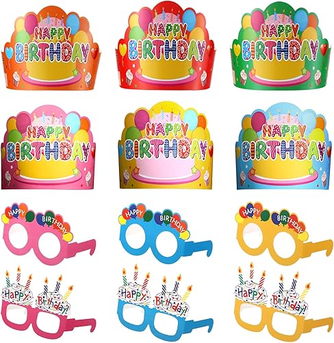 Yunsailing 72 piezas de suministros de fiesta de cumpleaños 36 sombreros de cumpleaños coronas de cumpleaños 36 vasos de papel de feliz cumpleaños