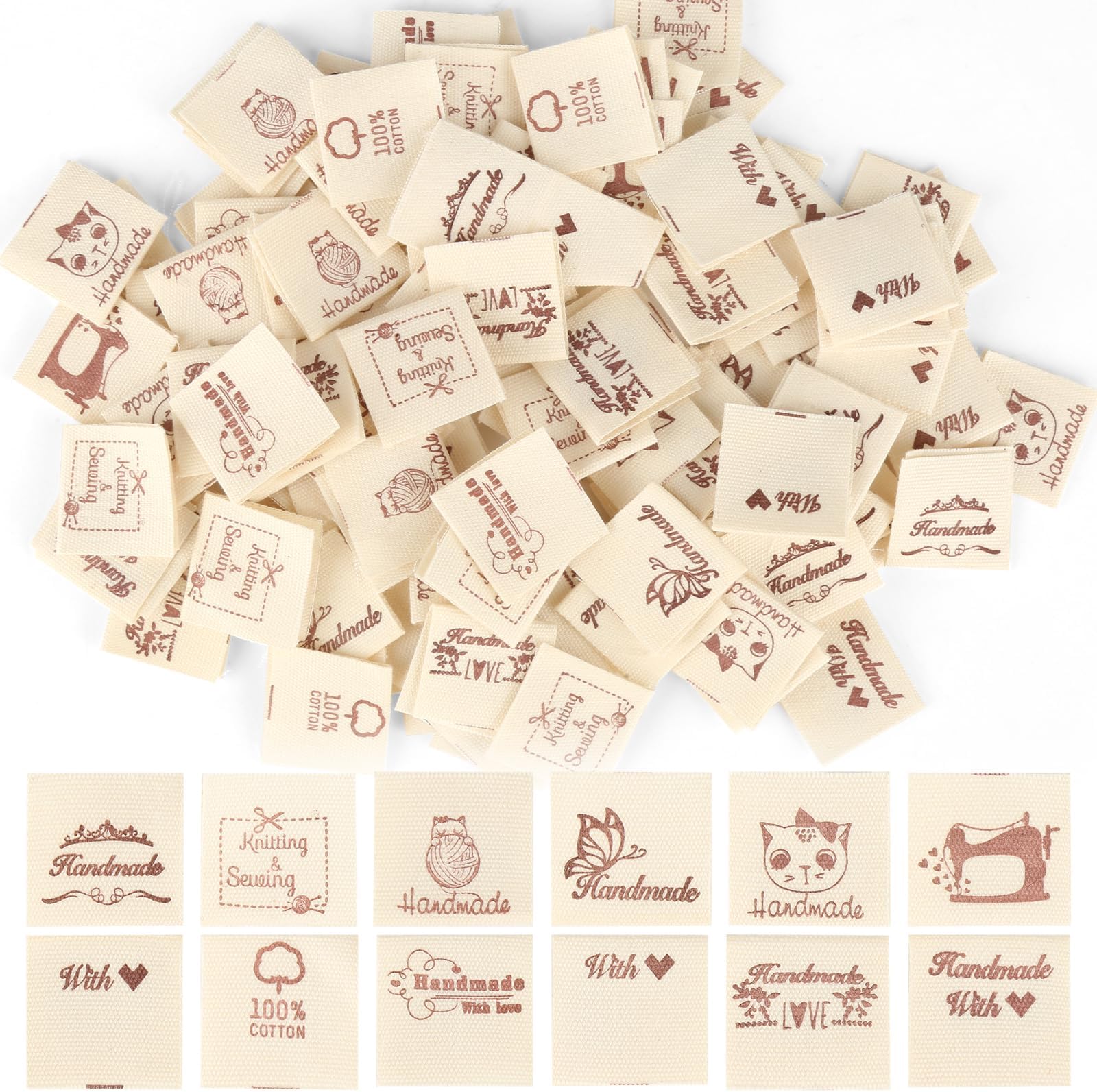 240 Pieces Fabric Labels, Handmade, Handmade Label Fabric Labels, Fabric Labels, Handmade Clothes Labels, Handmade Fabric Labels, Handmade Label for Sewing