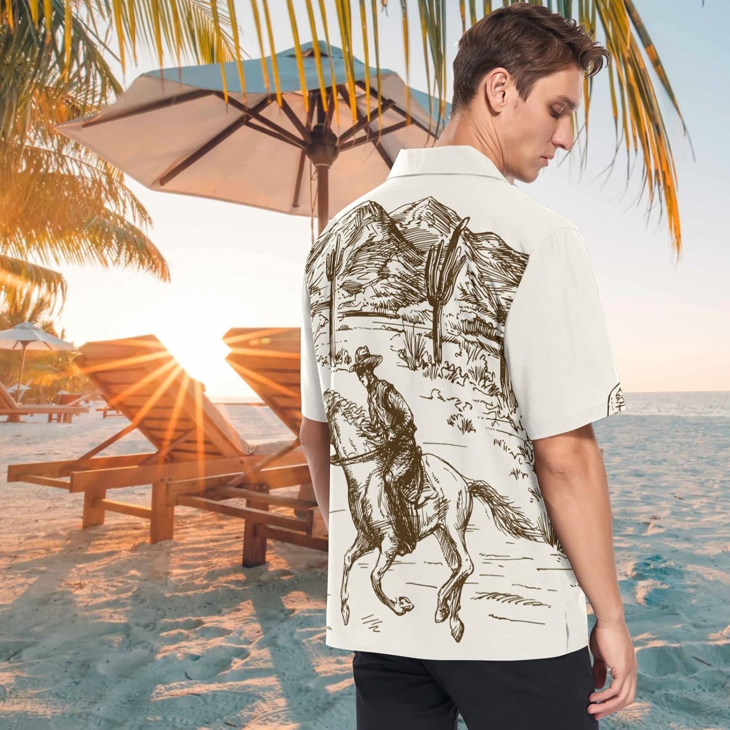 visesunny Summer Men's Hawaiian Shirts Casual Button Down Short Sleeve Shirts Shorts Beach Tropical Hawaii Suits - Image 3