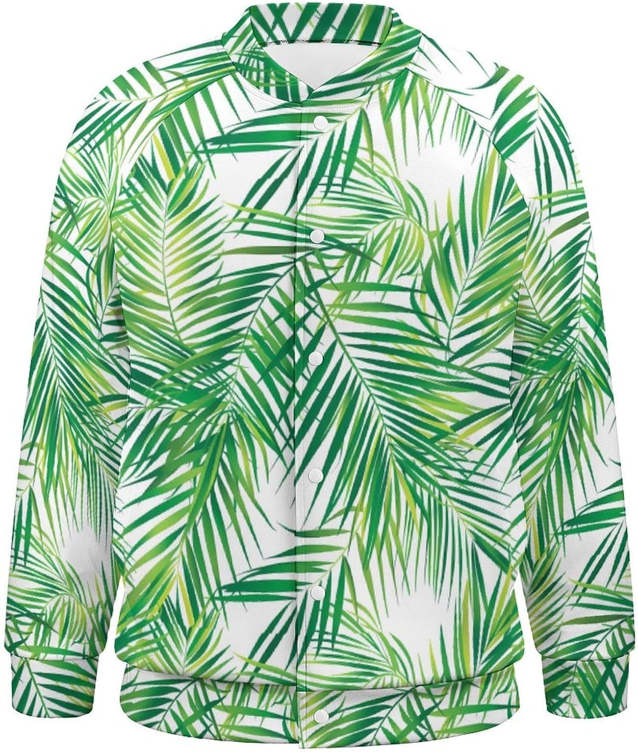 Palm Leaves Novelty Men's Baseball Jackets Causal Sweatshirt Button Top Long Sleeve Coat