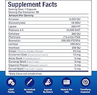 Vista 2 de Suplemento de enzimas multidigestivas a base de plantas, suplemento de digestión clínicamente formulado con hierbas calmantes y enzimas para mujeres