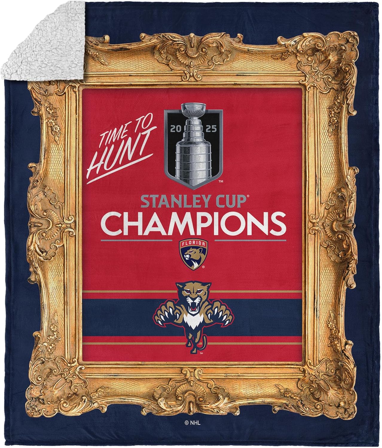Florida Panthers Stanley Cup Champions Portrait Silk Touch Sherpa Throw Blanket – Official NHL Licensed, 50x60 Inches, Ultra Soft Plush Fleece, Cozy, Warm, Decorative, Soft, Bed Sofa Home Decor Gift