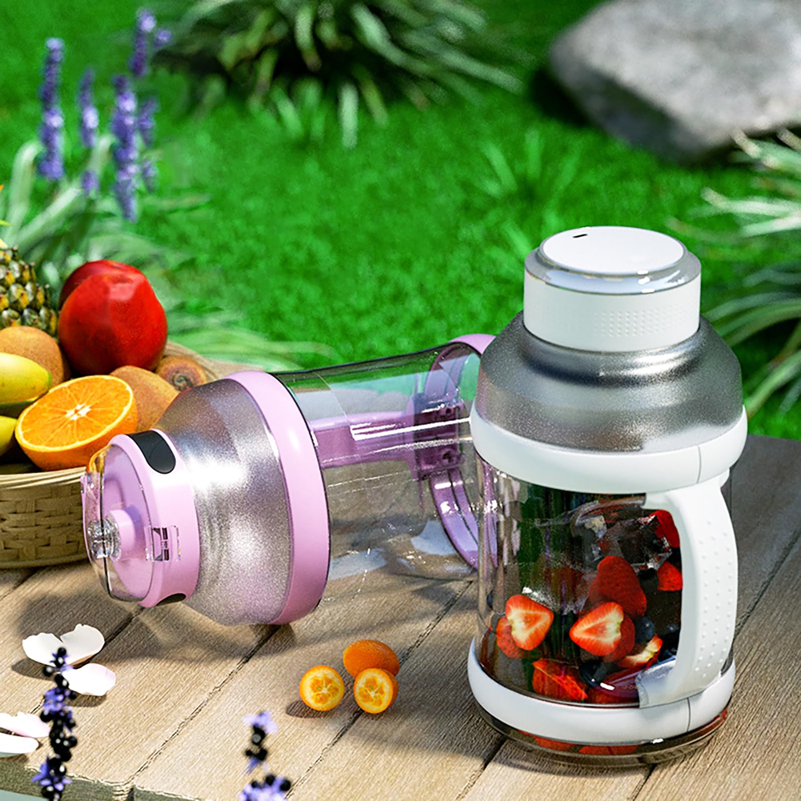 Batidora portátil para batidos y batidos de 1800 ml, licuadora personal recargable con tapa de viaje para cocina, 4000 mAh, taza de licuadora impermeable con seis cuchillas para
