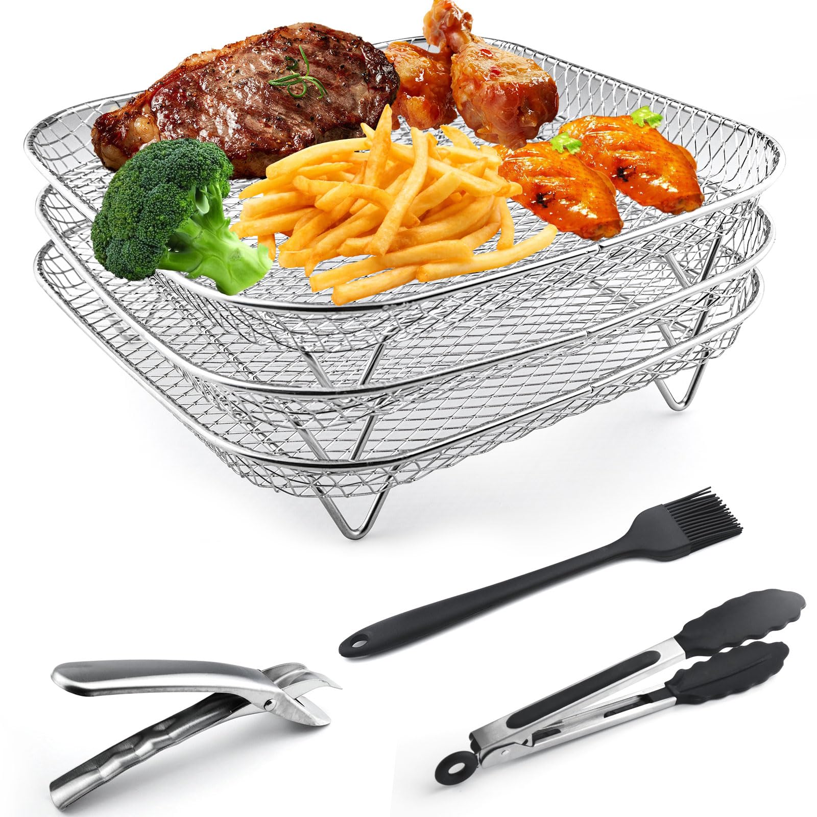 Air fryer grille de cuisson pour ne plus rater vos cuissons croustillantes sur 3 niveaux