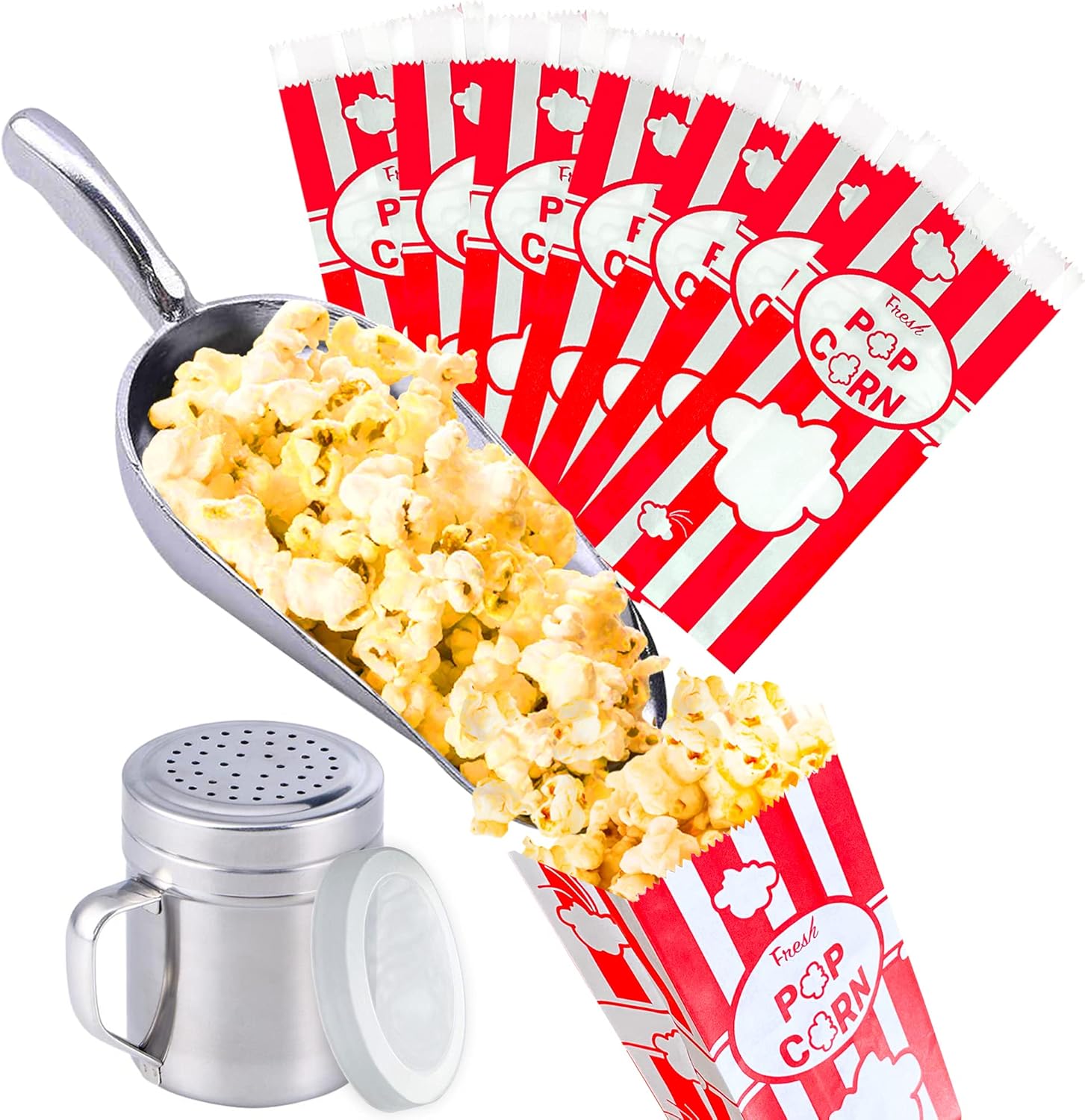 CUSINIUM Aluminium Popcorn Scoop Popcorn Salt Shaker [75 pcs] 1oz