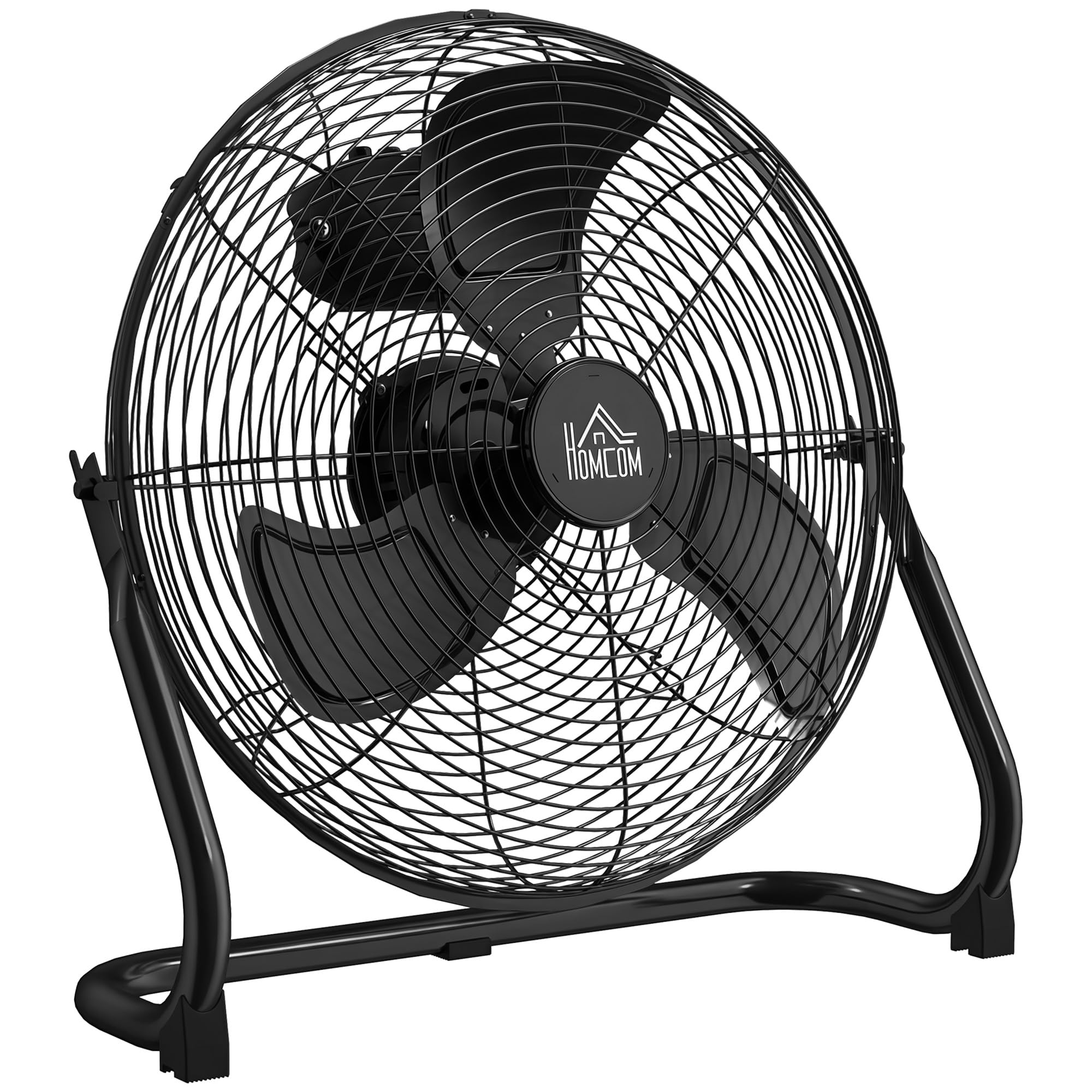 HOMCOM Windmaschine Retro Stil Tischventilator Elektrischer Ventilator mit 3 Geschwindigkeitsstufen, um 120° verstellbarer Winkel Bodenventilator für Zuhause, Büro, Schlafzimmer, Schwarz