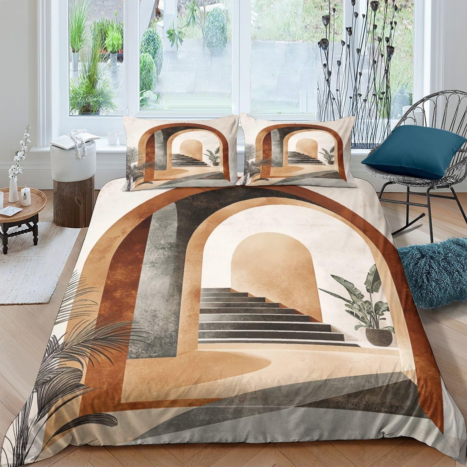 XFKLYNVCJ 3D Printed archway interior Comforter Cover Breathable Fabric modern minimalist Duvet Cover Hypoallergenic Shrink Resistant for University Dorm Student Bedroom Use Single（135x200cm）