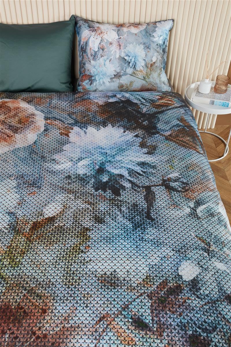 Beddinghouse Baumwollsatin-Bettwäsche-Garnitur Erode Farbe Blau Grün, Größe 155x220cm+80x80