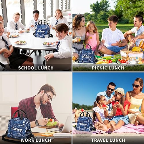 Miniatura 7 de Lonchera personalizada con nombre, lonchera aislada con nombre personalizado con correa de hombro ajustable para niños, niñas, hombres y mujeres,