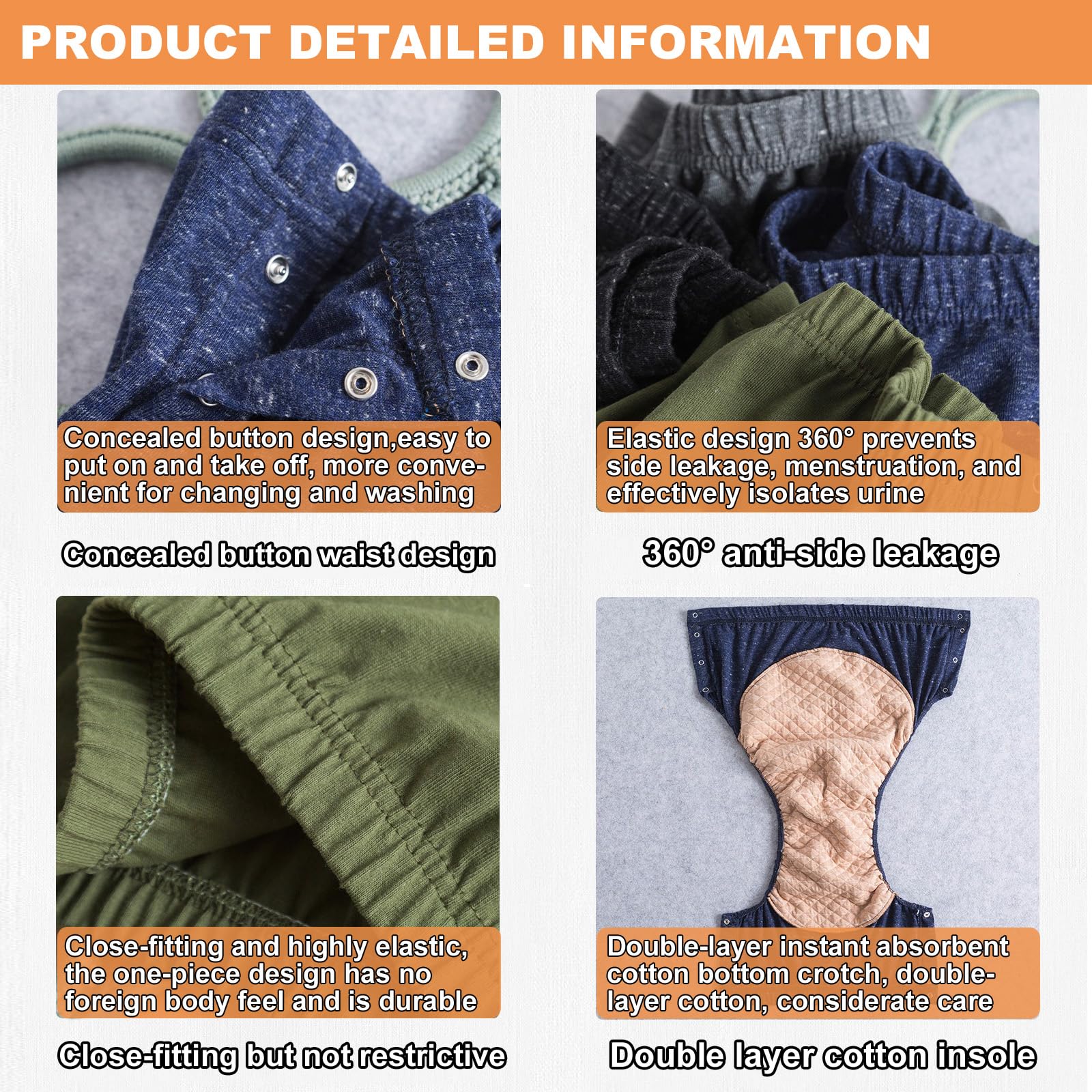 Pañal para Adultos Unisex, Impermeable y para incontinencia; pañal de algodón Transpirable, seco al Tacto y a Prueba de Fugas, pantalón pañal Reutilizable