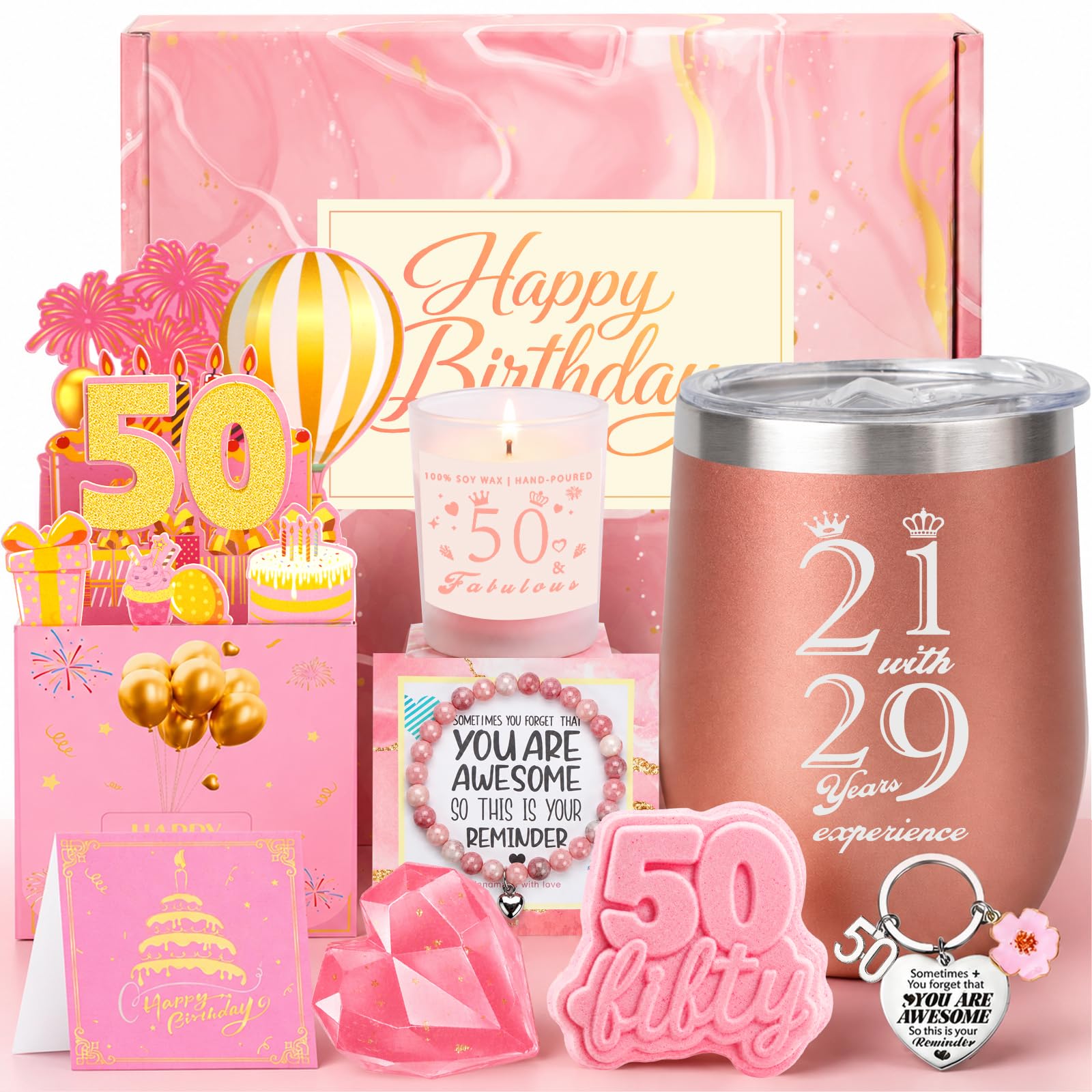 50th Birthday Gifts for Women Pamper Hamper Box for Her Celebrate 50
