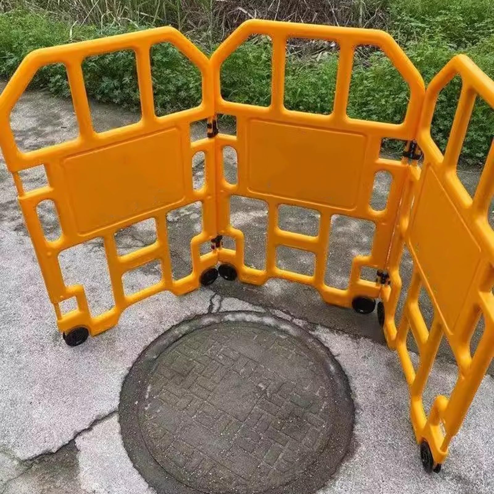 LYGXWJFC Przenośna, wysuwana barykada drogowa — 6 szt. Mobilna bariera zabezpieczająca z kółkami Żółta bramka do kontroli tłumu Idealna na imprezy Parking i zarządzanie bezpieczeństwem