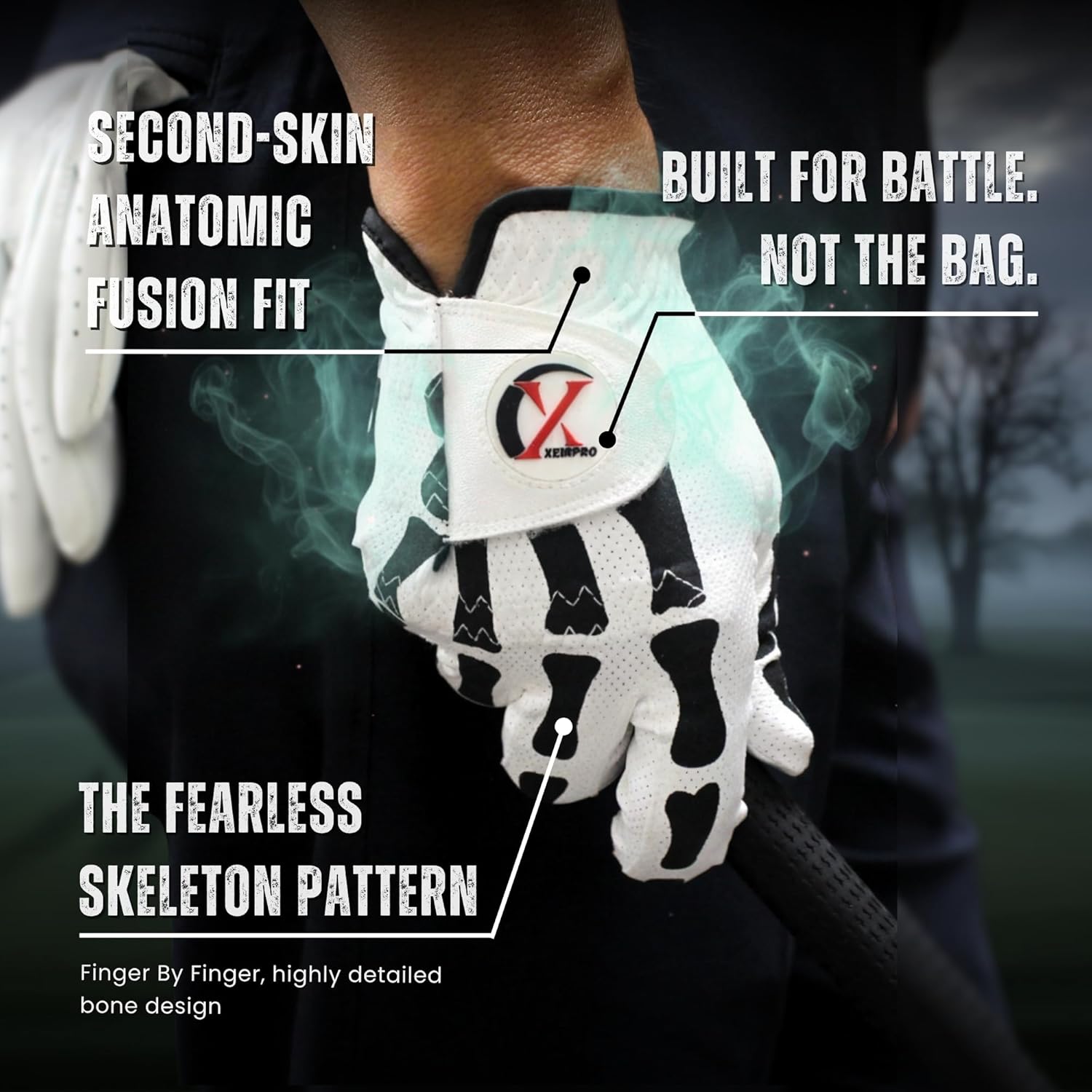 Death Grip Skeleton Golf Gloves Men (2 Pack) | Engineered for Dominant Grip with All-Weather Performance Synthetic Leather | Skull & Skeleton Design Cool Golf Gloves - Image 3