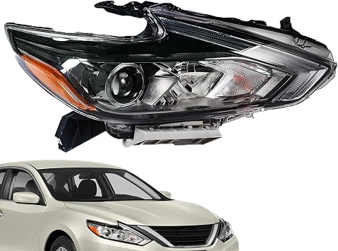 Replacement for Altima 2016-2018 Headlight Assembly Projector Black Halogen Right Side RH