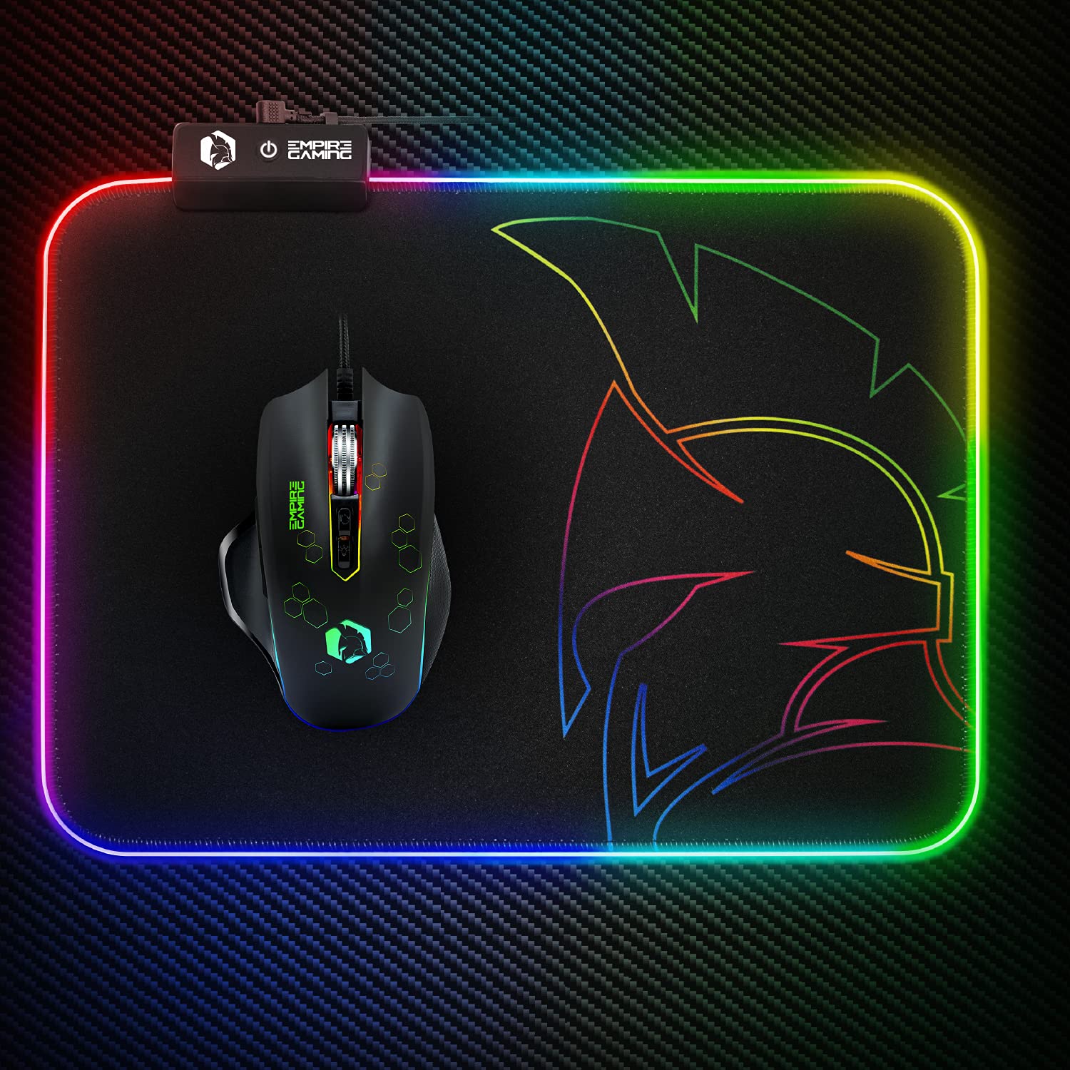 EMPIRE GAMING Dark Rainbow RGB Podkładka pod mysz - 12 trybów oświetlenia LED - Podkładka pod mysz z jasnym podświetleniem - wodoodporna i antypoślizgowa guma - Do gier na PC, MAC i laptopa - 300 x