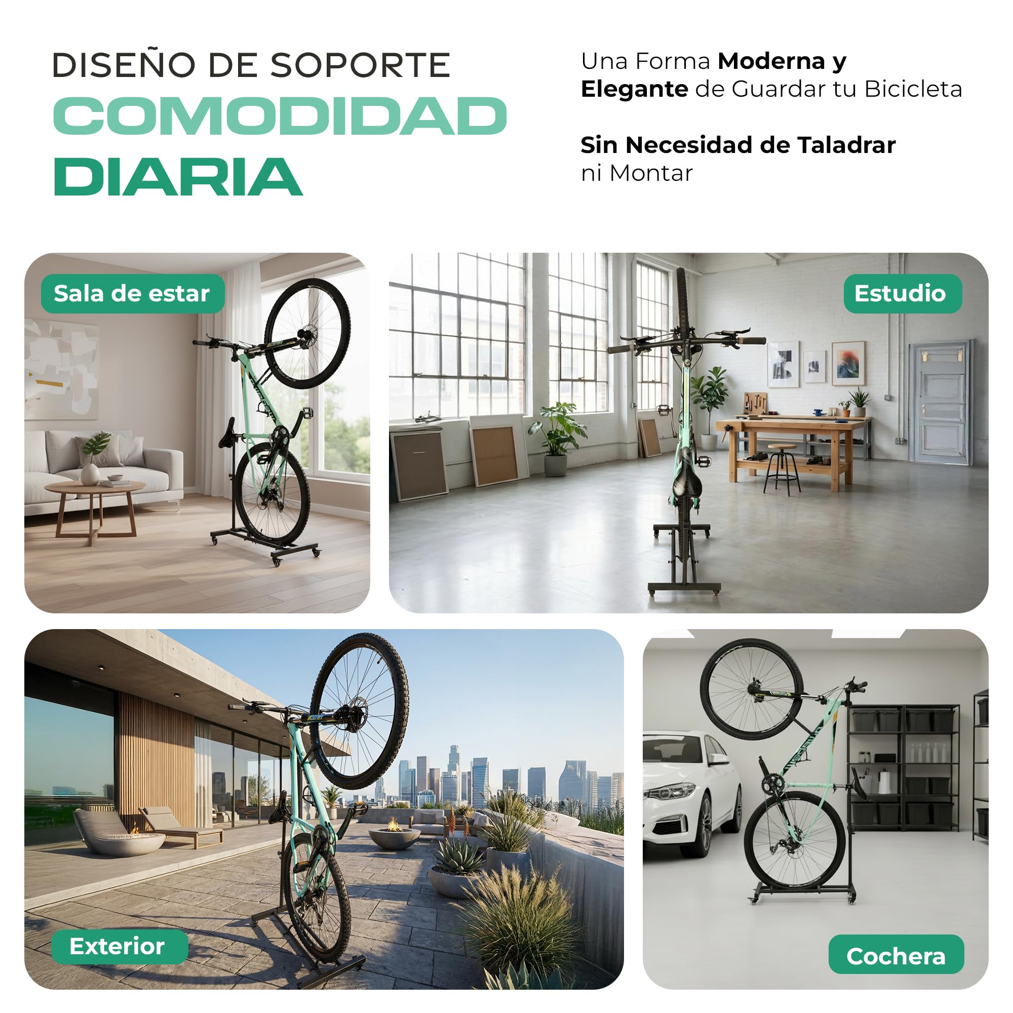Genérico CHIROS Soporte Bicicletas Suelo Vertical Aparca Bicis de Suelo Casa Garaje