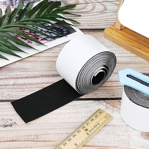 Miniatura 7 de Paquete de 2 tiras de fieltro de 1.96 pulgadas x 20 pies con respaldo adhesivo, cintas de fieltro negras, almohadillas autoadhesivas para muebles,