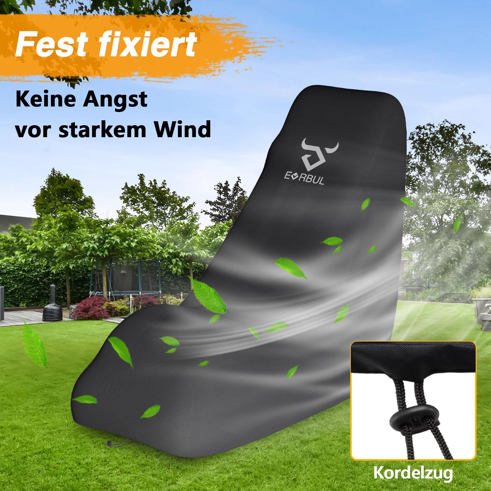 EVRBUL Abdeckung für Rasenmäher, strapazierfähig, wasserdicht, 420D, für den Außenbereich, zum Hinterherlaufen, UV-, staub- und windabweisend, mit Kordelzug und Aufbewahrungstasche
