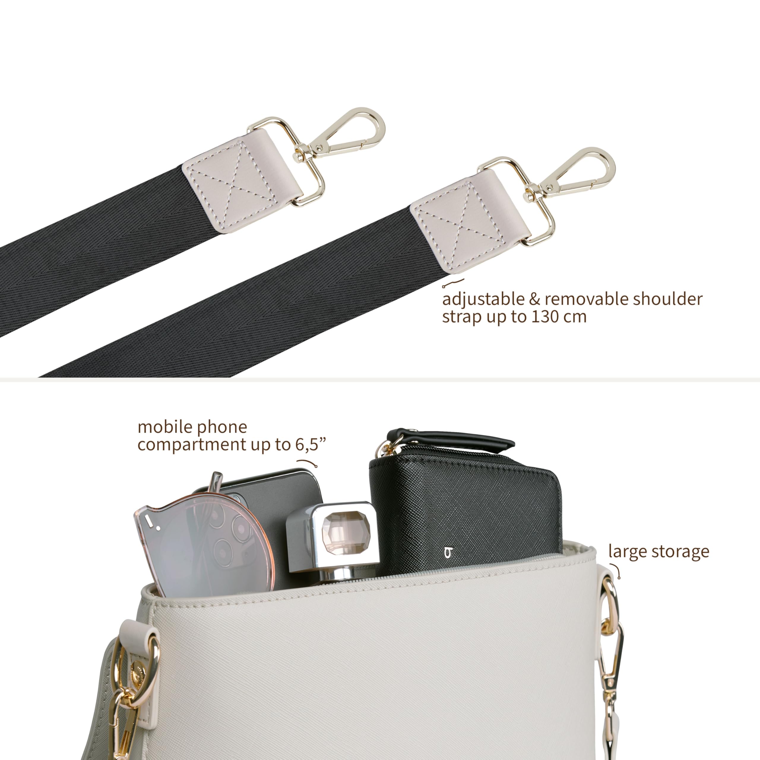 bugatti Ella Schultertasche für Damen, Frauen-Umhängetasche