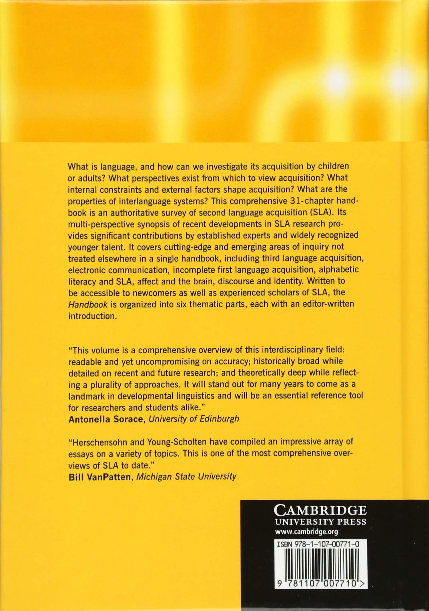 The Cambridge Handbook of Second Language Acquisition