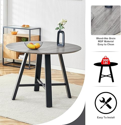 Miniatura 6 de Juego de mesa de comedor redonda para 4, mesa de comedor y sillas de cocina moderna para 4,42 pulgadas, juego de mesa de comedor para 4, juego de