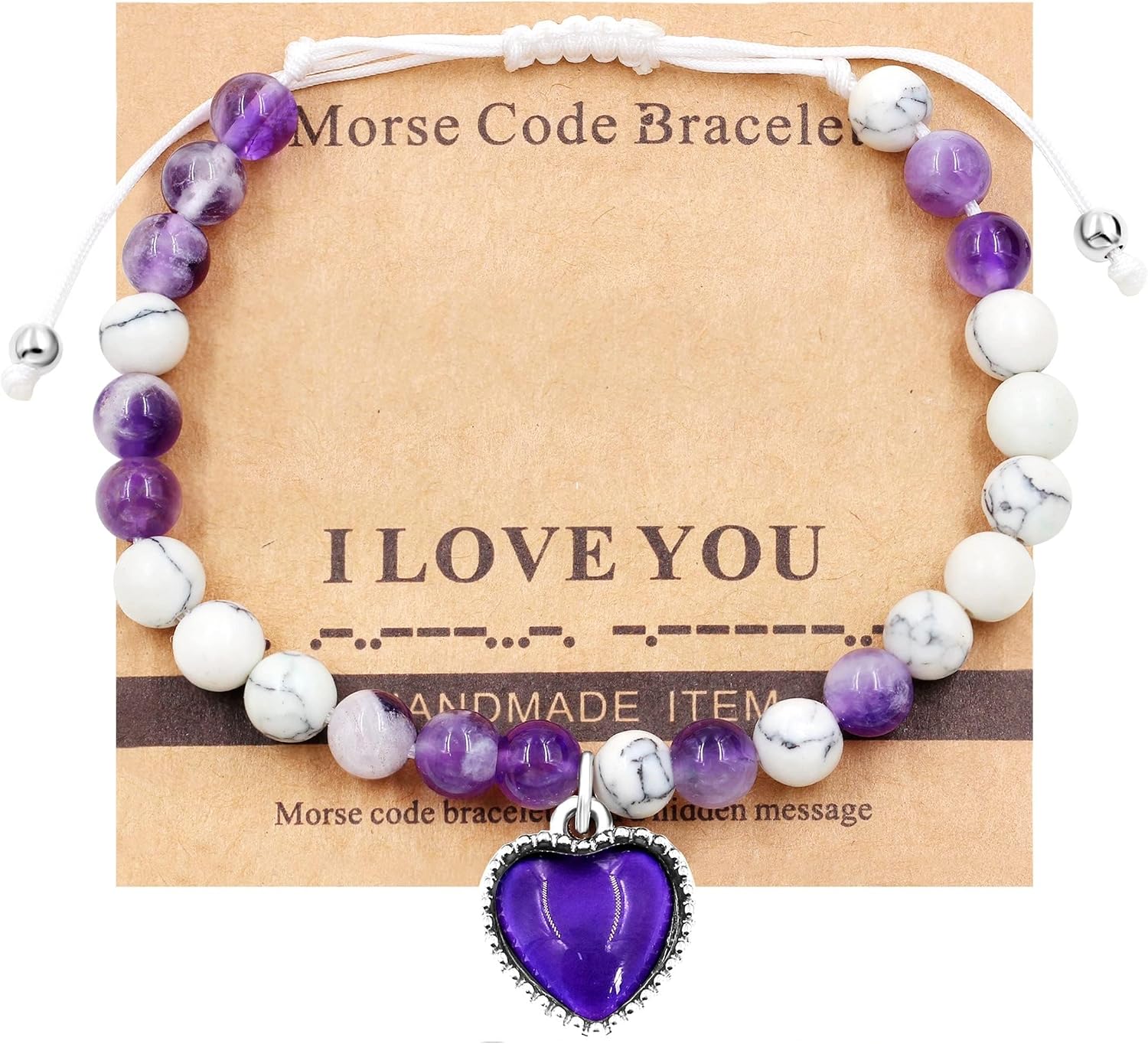 Uloveido Natural Stone Beaded Bracelets with Moon Heart Charms/Tree of Life | Mothers Day Jewelry Gifts for Mum Wife Grandma | With Massage Card and Box