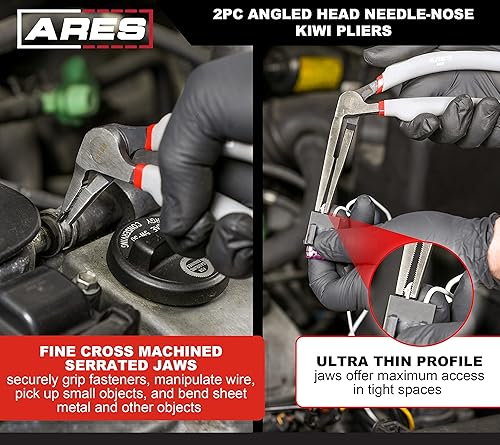 Miniatura 3 de ARES 51018 - Juego de alicates kiwi con punta de aguja de cabeza angulada de 2 piezas - Alicates de 6 y 8 pulgadas - Asas de inyección dobles para