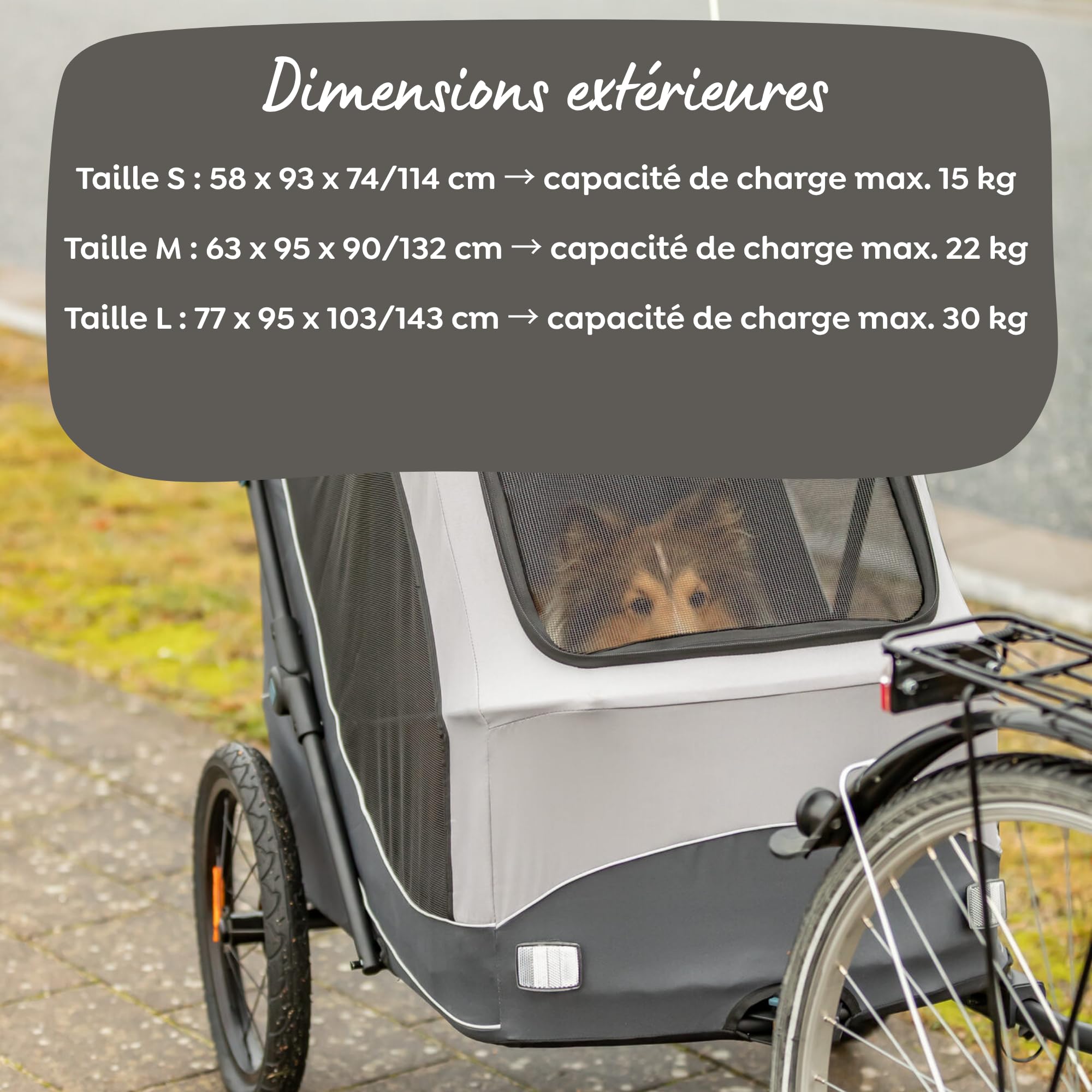 Trixie remorque vélo pour Chien 40 x 40 x 60 cm Jusqu’à 15 kg – remorque vélo réfléchissante avec Fonction de Pliage Rapide – avec Coussin et Laisse intégrés