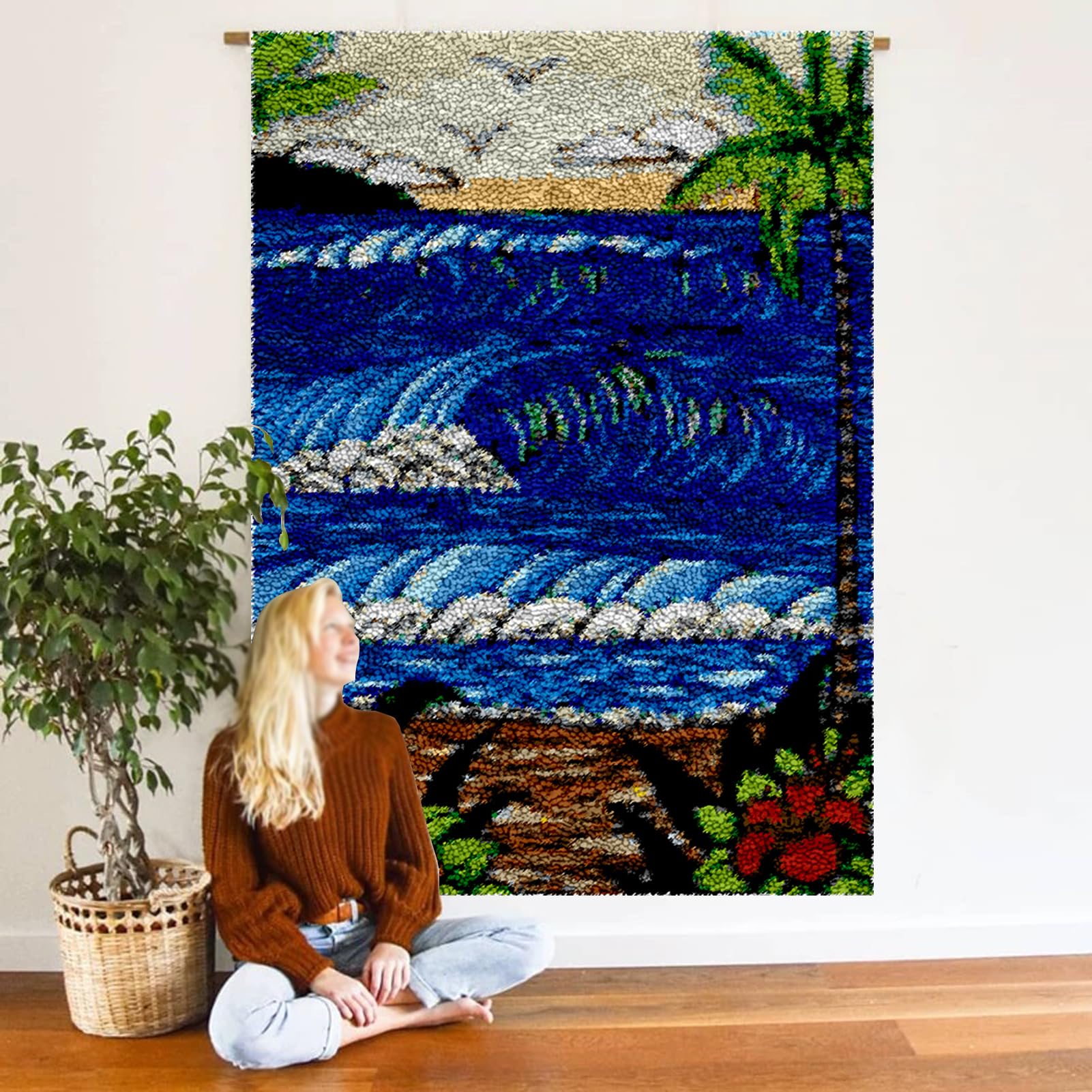 ZHONGYANAN 55 x 75 cm zestawy dywanów z haczykiem zatrzaskowym, zestaw do produkcji dywaników, zestawy do haftu krzyżykowego, zestaw do robienia gobelinów, zestaw 3D z haczykiem do haftu DIY dywan