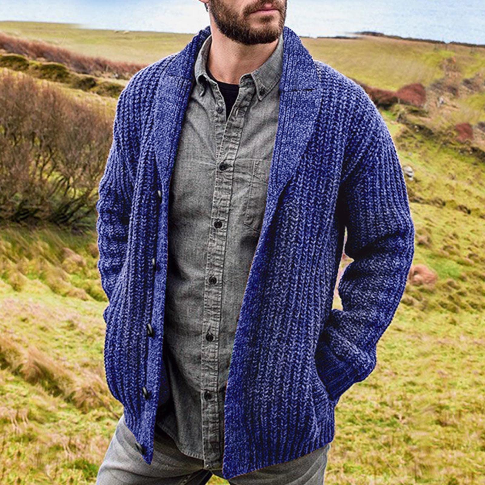 Giubbino Uomo Inverno Ciclismo Leggero Riscaldato Running Maglieria Casual | Giubbino Leggero Maglia Trekking Maniche Lunghe Field Elegante Invernale Autunnale Giubbotto Uomo