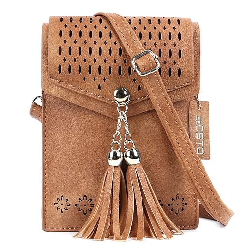 seOSTO Womens Small Crossbody Bag For Woman, Tassel Cell Phone Purse，Gifts For Teenage Girls