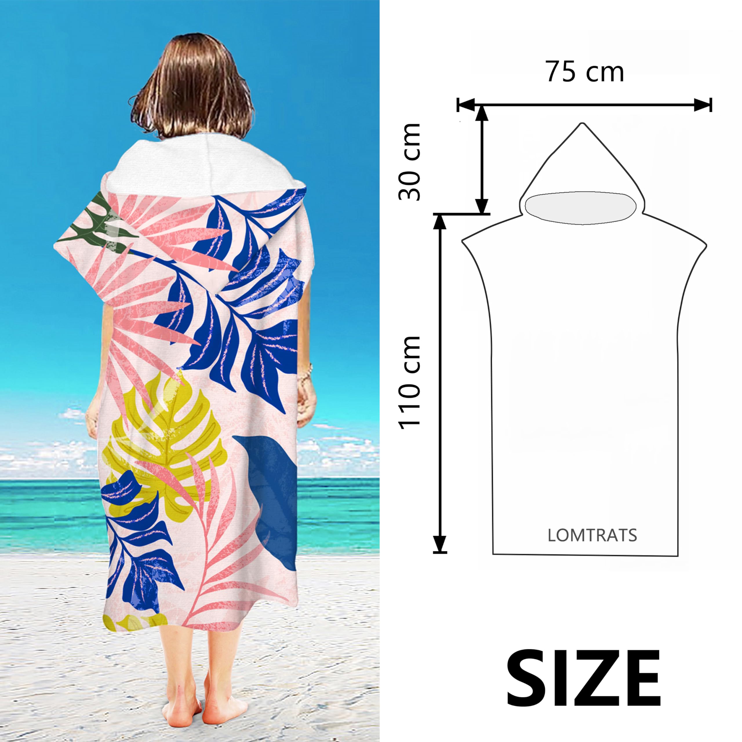 LOMTRATS Quick-drying Surf Poncho, Changing Towel, Bathrobe - Image 3