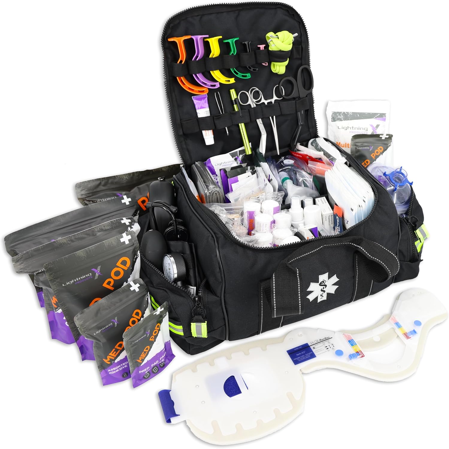 Lightning X Products Lightning X Pre-Stocked EMS/EMT Trauma Kit w/ Large First Responder Bag & 256 Aid Medical Supplies – Black Lightning X Products Lightning X Pre-Stocked EMS/EMT Trauma Kit w/ Large First Responder Bag & 256 Aid Medical Supplies – Black