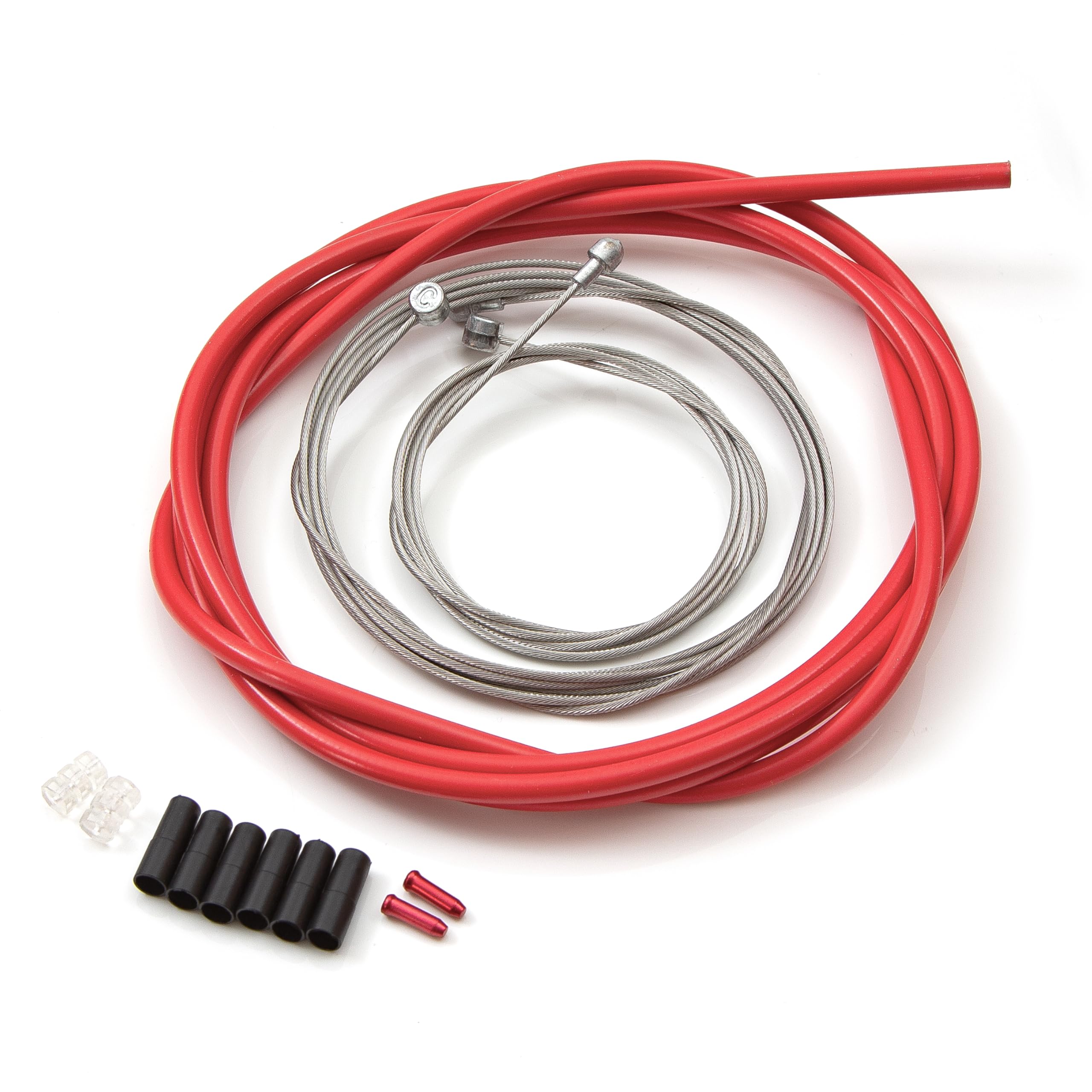 Clarks Cycle Systems Stainless Steel Road/MTB Brake Inner & Outer Cable Kit, Front & Rear, Red