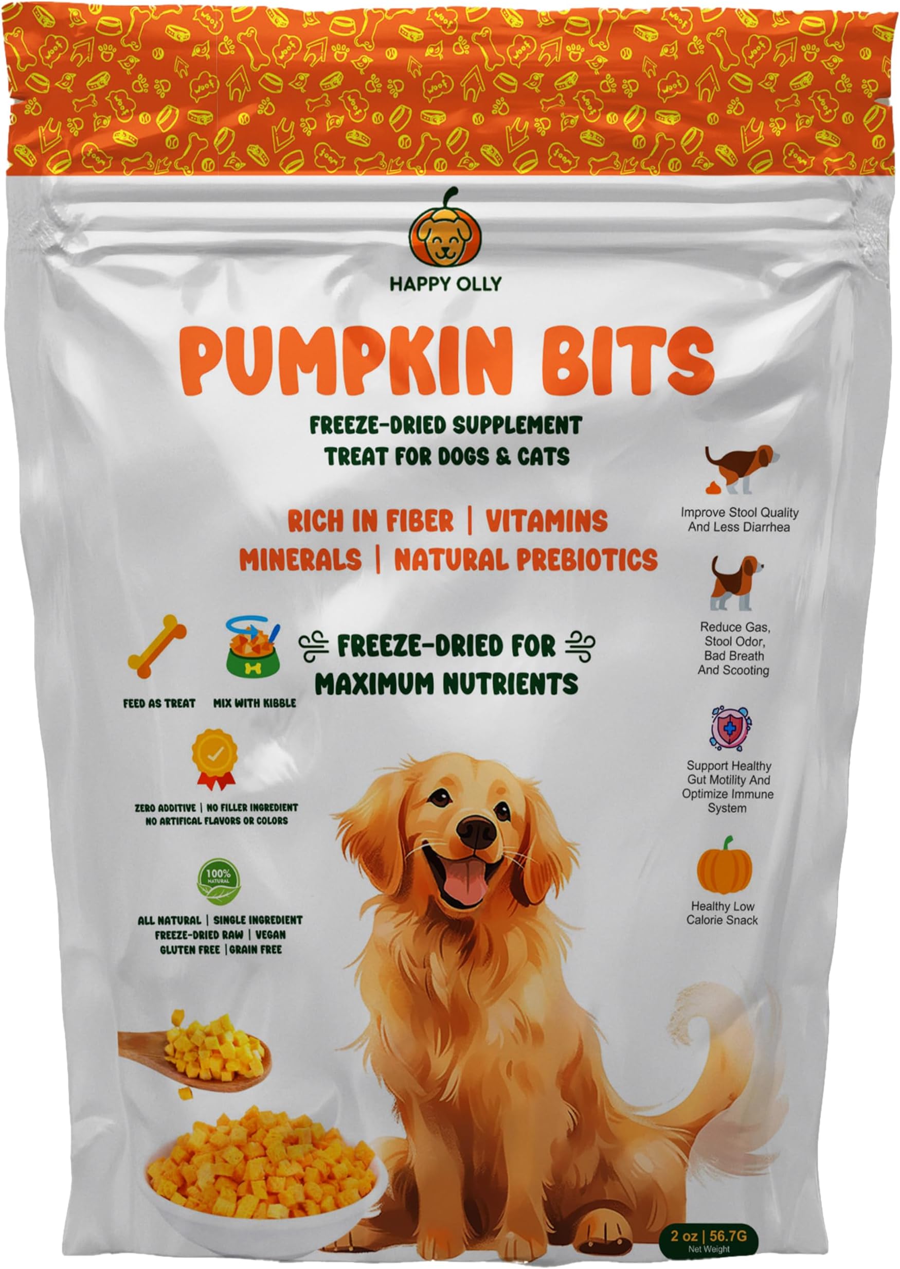 Whole Life Pet Human Grade Probiotic Dog Treats Pumpkin