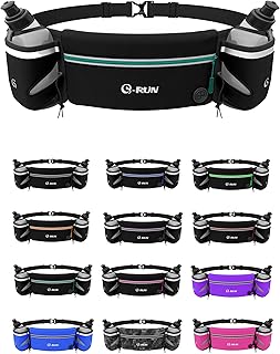 Hydration Running Belt with 2x10oz Bottles - Water Belts for Woman and Men - iPhone Belt for Any Phone Size - Fuel Marathon Waist Pouch for Runners - Jogging Cycling Biking