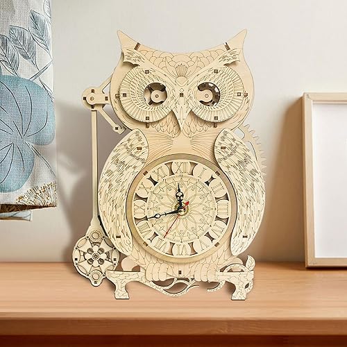 Wetufin - Rompecabezas de madera 3D para adultos, estilo reloj de búho, rompecabezas de madera 3D, regalo para Navidad, amigos, familiares,
