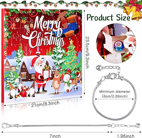 Miniatura 3 de Pulsera de calendario de Adviento de Navidad 2022 para niñas, 24 días, pulsera de Navidad de bricolaje, campanas de muñeco de nieve de Navidad,